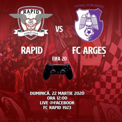 Rapid va juca meciul cu FC Argeș în mediul virtual, prin FIFA 20 Pro Clubs, iar fanii pot cumpăra bilete
